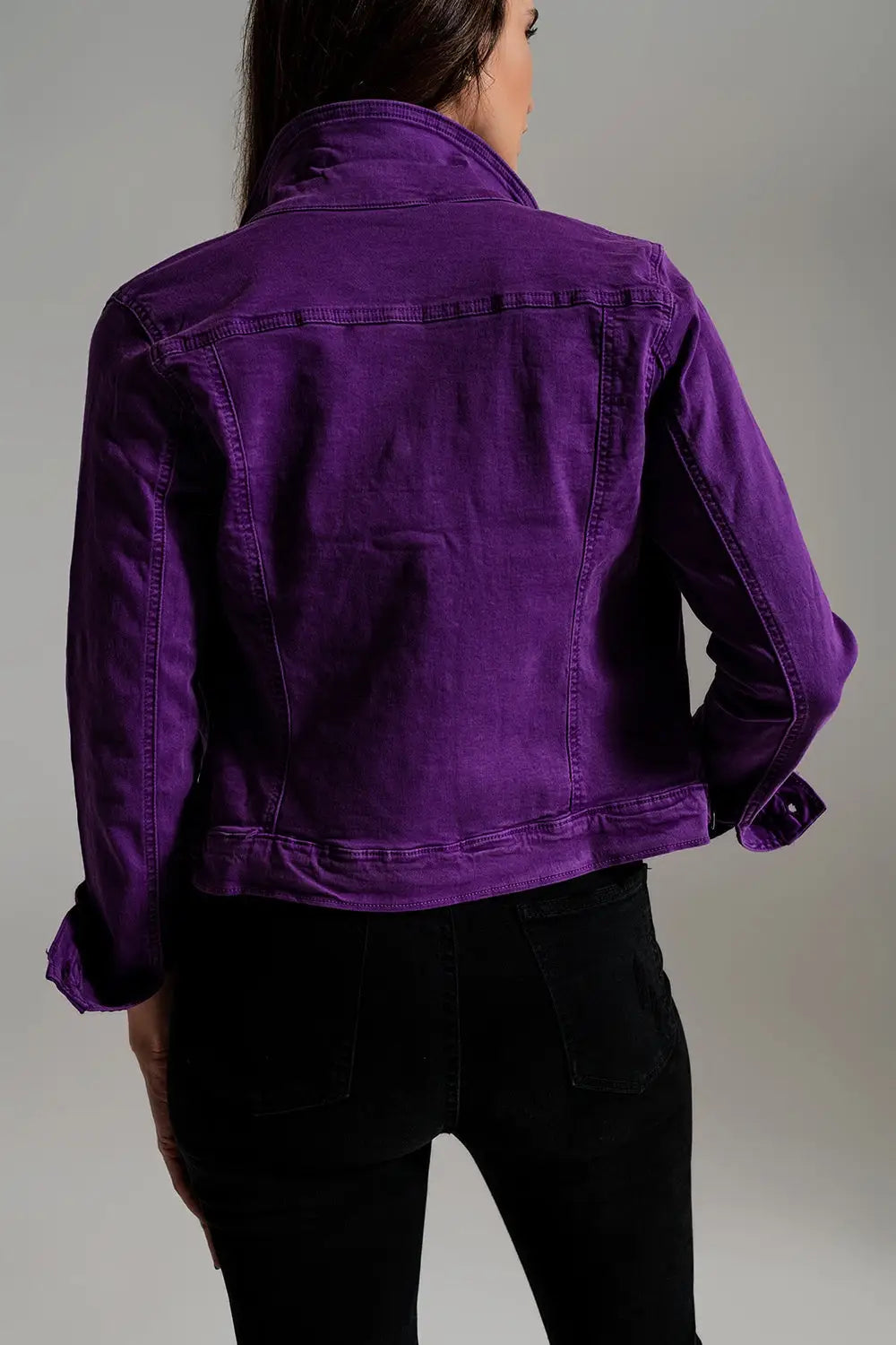 Veste camionneur ajustée en jean violet - Vestes