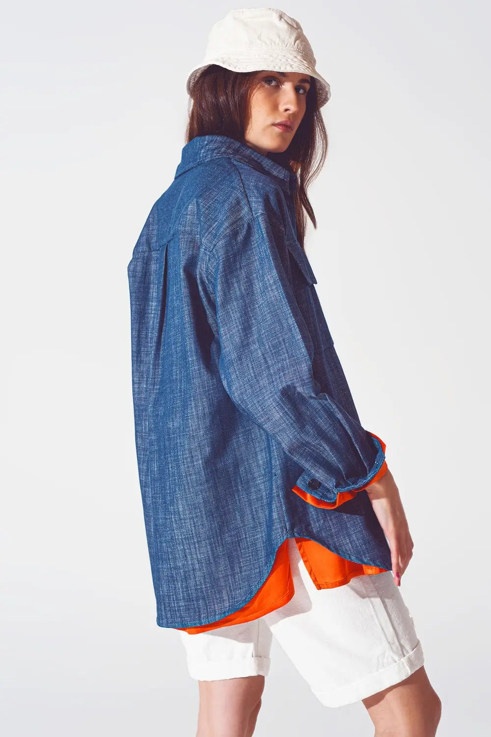 Veste chemise aux manches longues bleu marine - Vestes