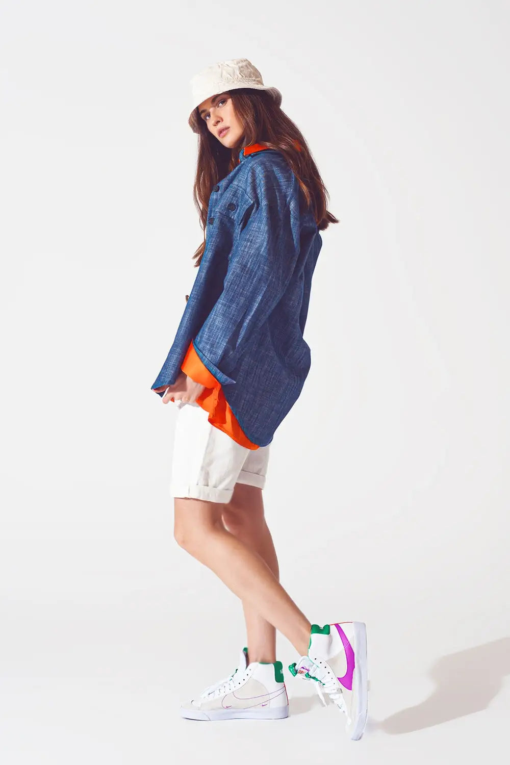 Veste chemise aux manches longues bleu marine - Vestes