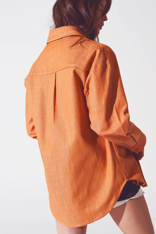 Veste chemise aux manches longues Orange - Vestes
