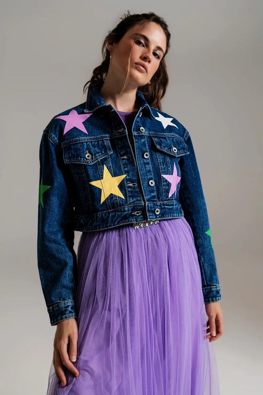 Q2 Veste en denim avec imprimé d&