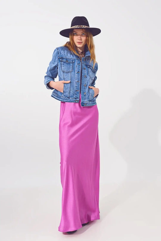 Veste en jean bleu clair délavé avec détail de sequins - Vestes