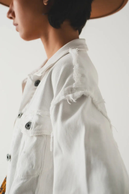 Veste en jean courte style trucker blanc - Vestes