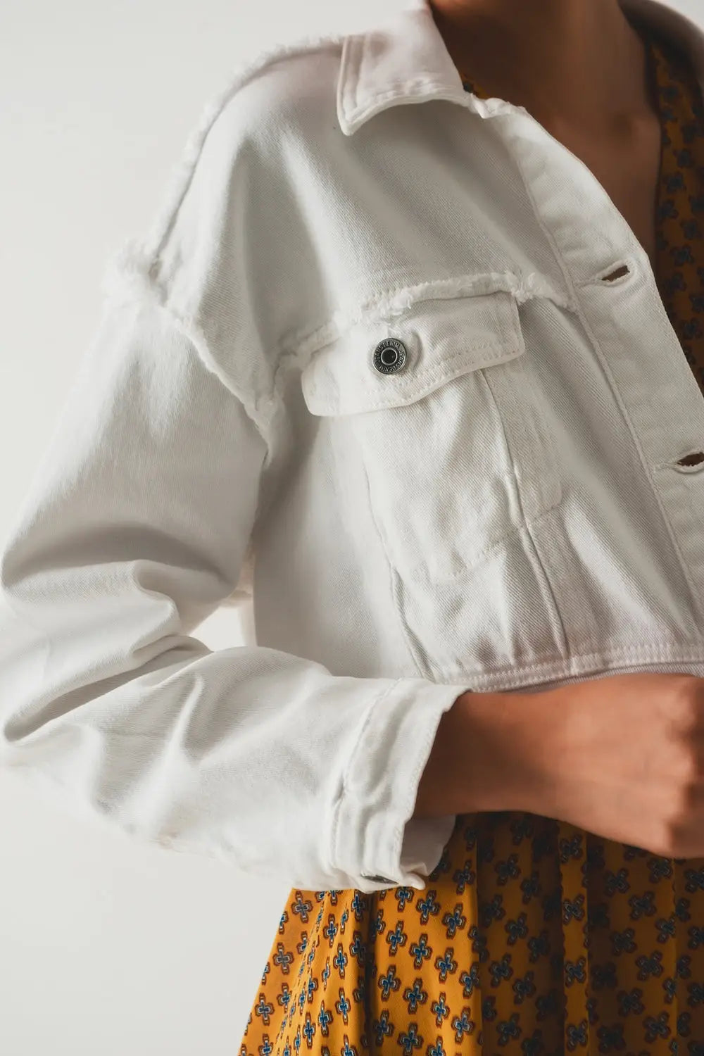 Veste en jean courte style trucker blanc - Vestes