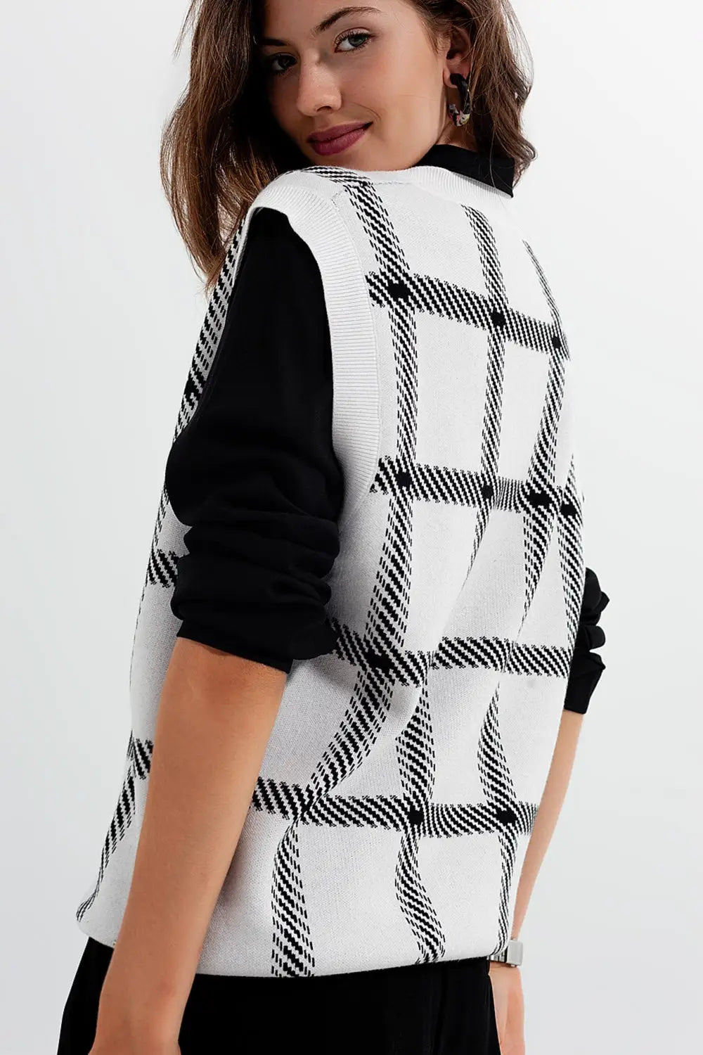 Veste en tricot avec de grandes hachures croisées - Pulls