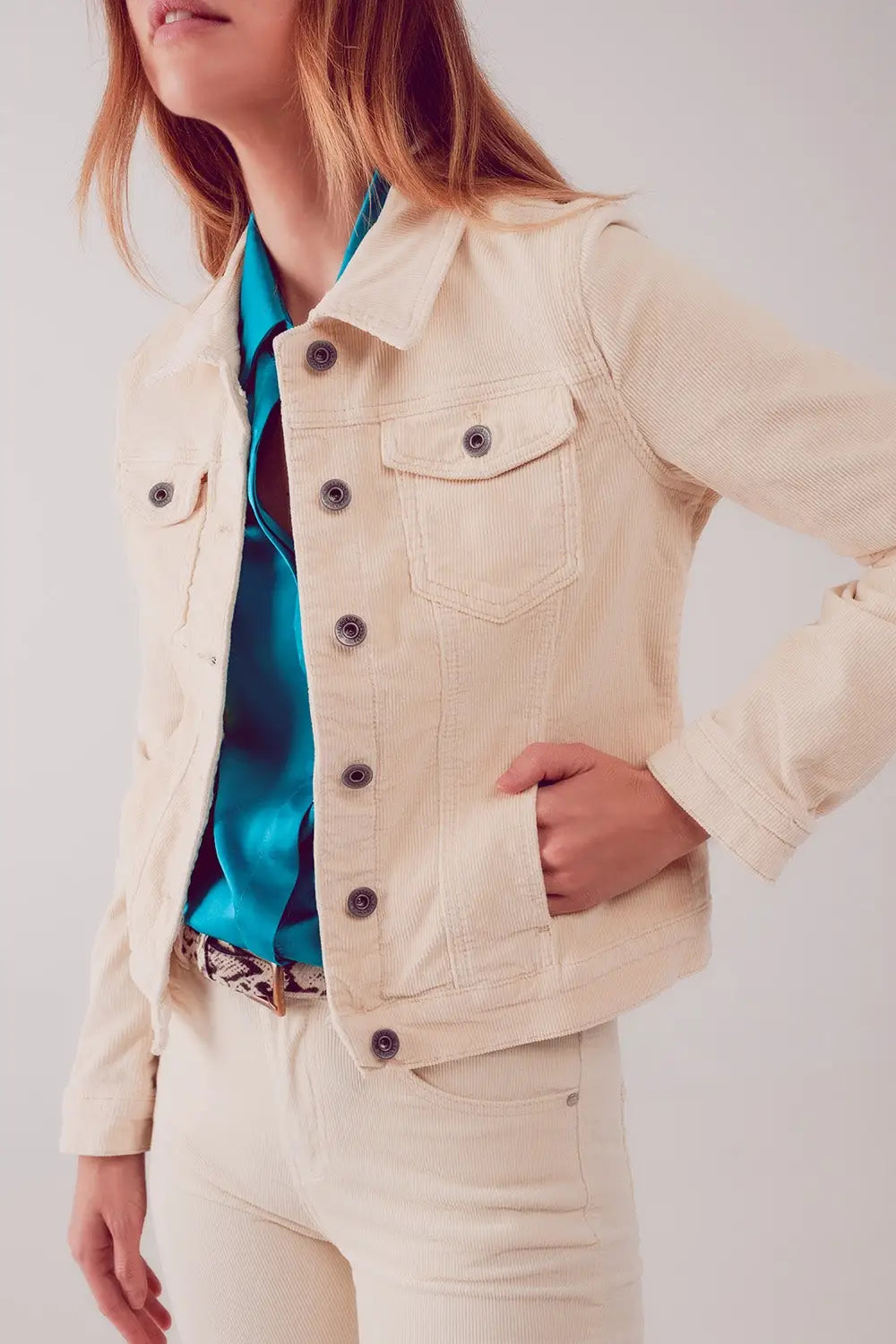Veste en velours côtelé beige - Vestes