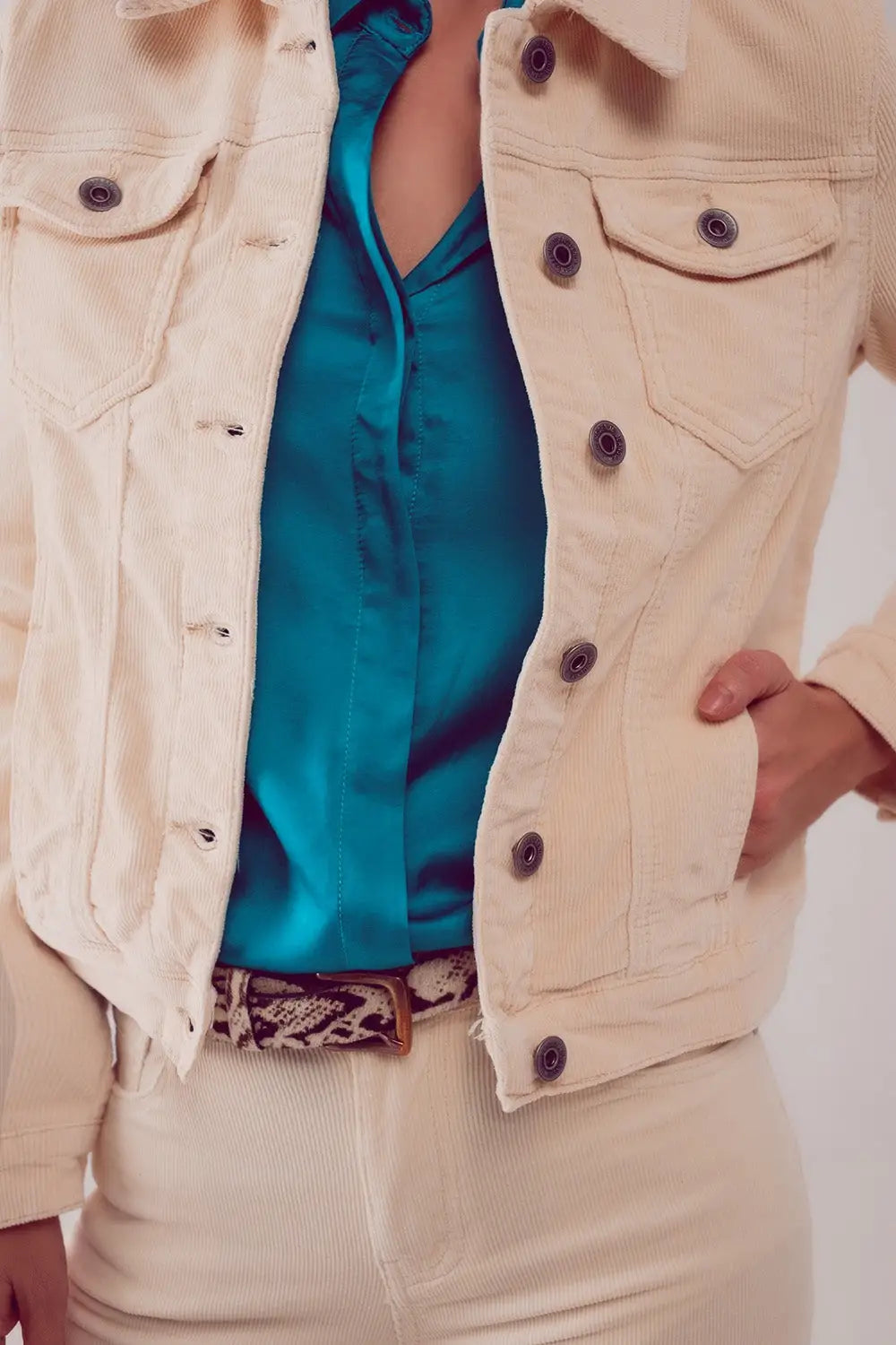 Veste en velours côtelé beige - Vestes