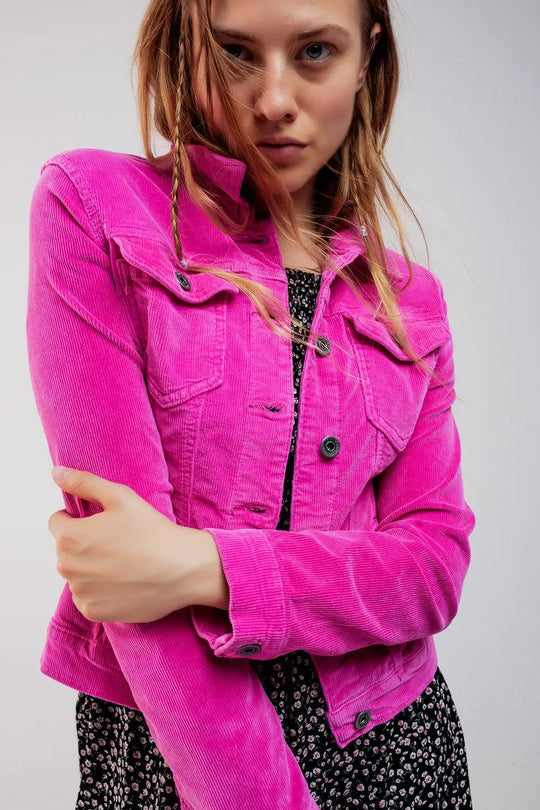 Veste en velours côtelé fuchsia - Vestes