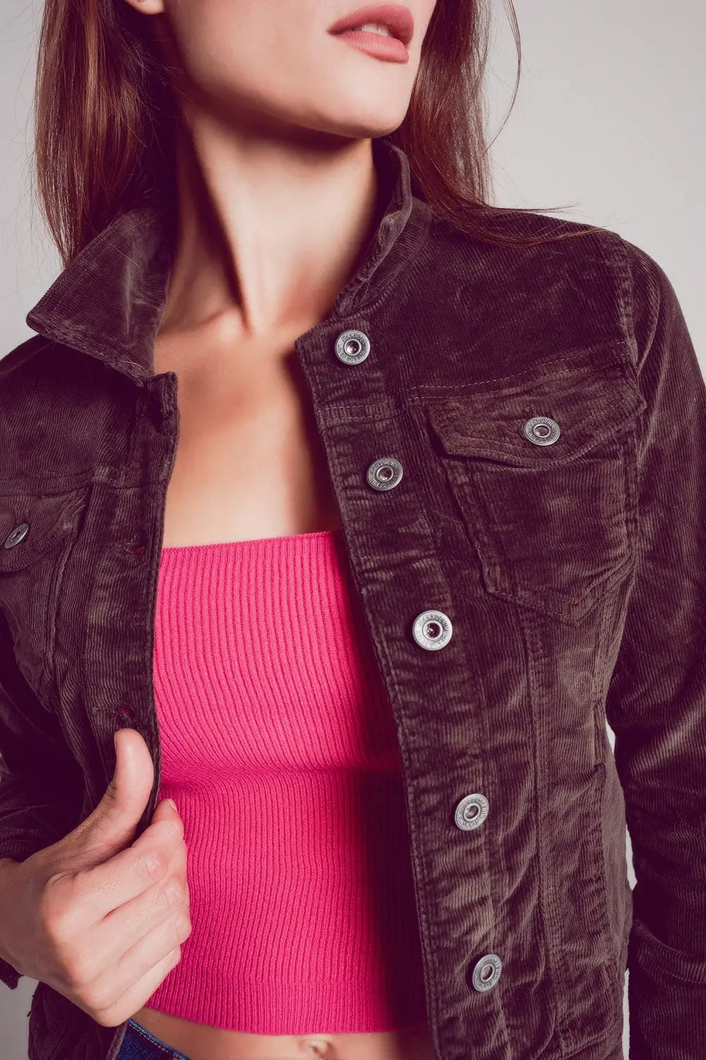 Veste en velours côtelé marron - Vestes