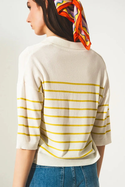 Vintage 70s stripe green polo neck jumper - Sweaters