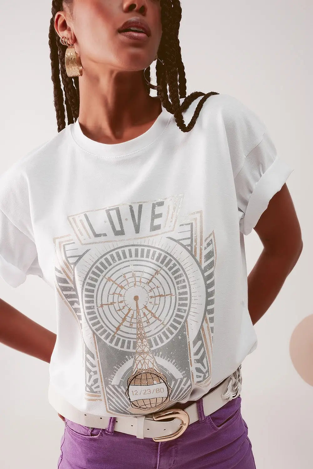 vintage logo t-shirt in white - Tops