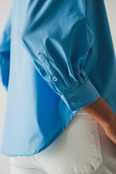 volume sleeve poplin shirt in blue