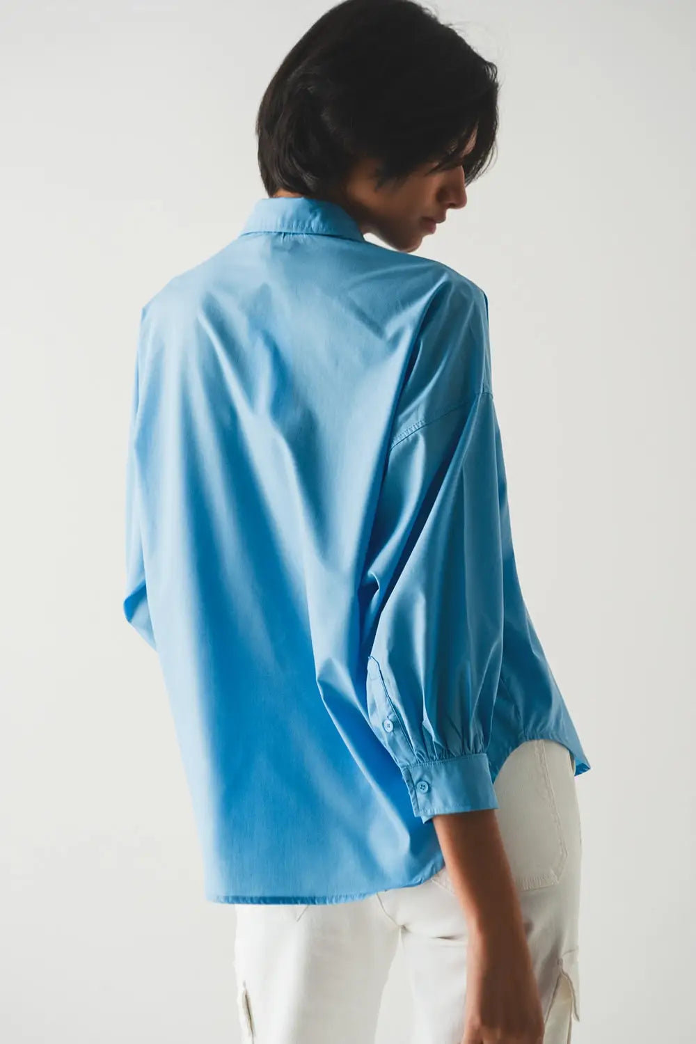 volume sleeve poplin shirt in blue - Shirts