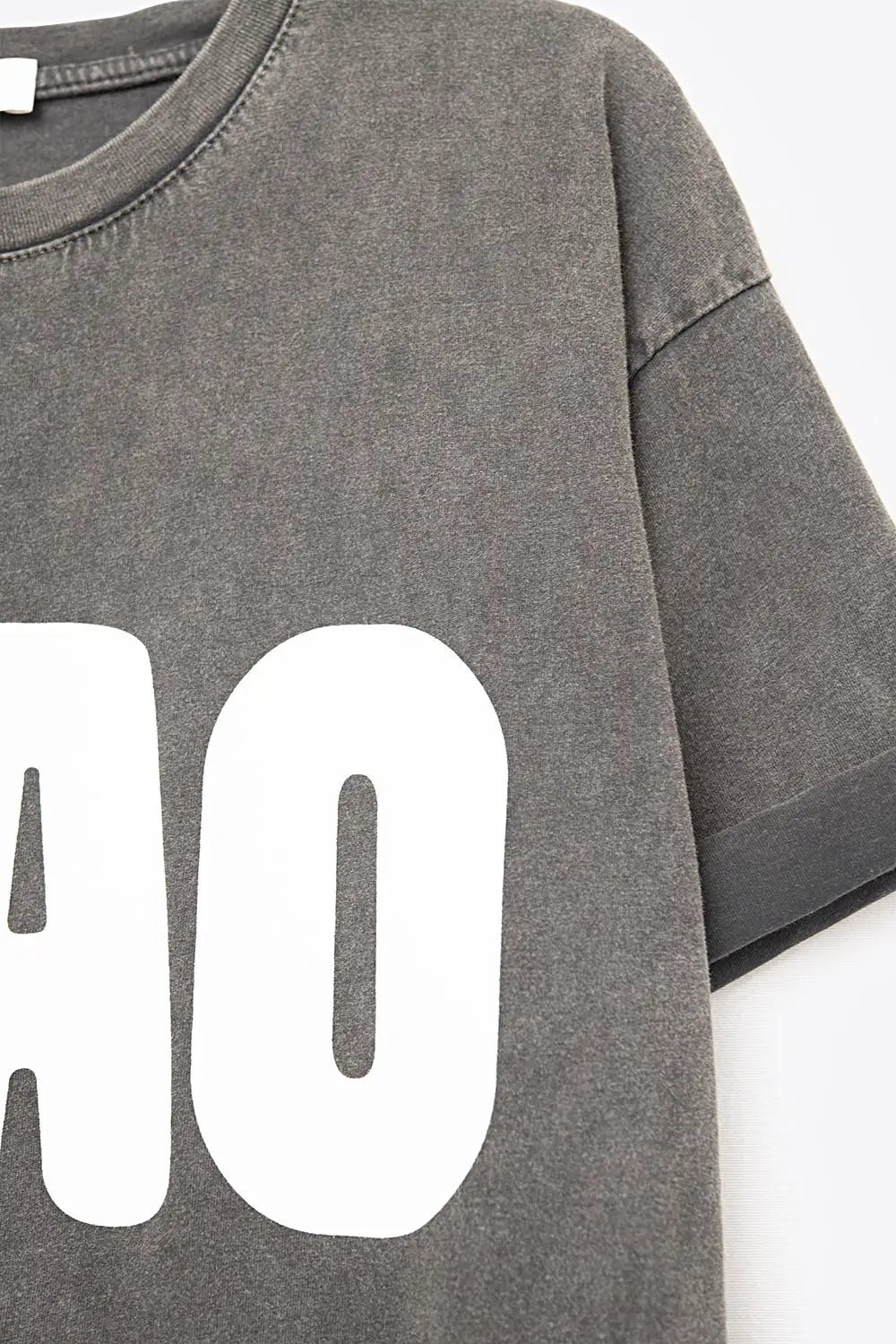 Washed Black Relaxed CIAO T-Shirt With White Letters - One Size / Black - Tops