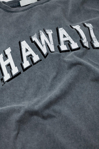 Washed Effect Hawaii T-Shirt In Grey