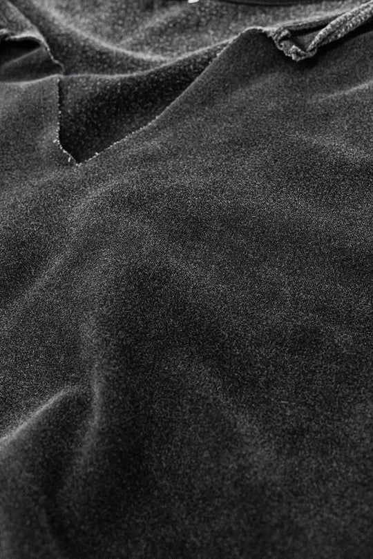 Washed grey sweatshirt with V-neck - One Size / Grey - Sweaters