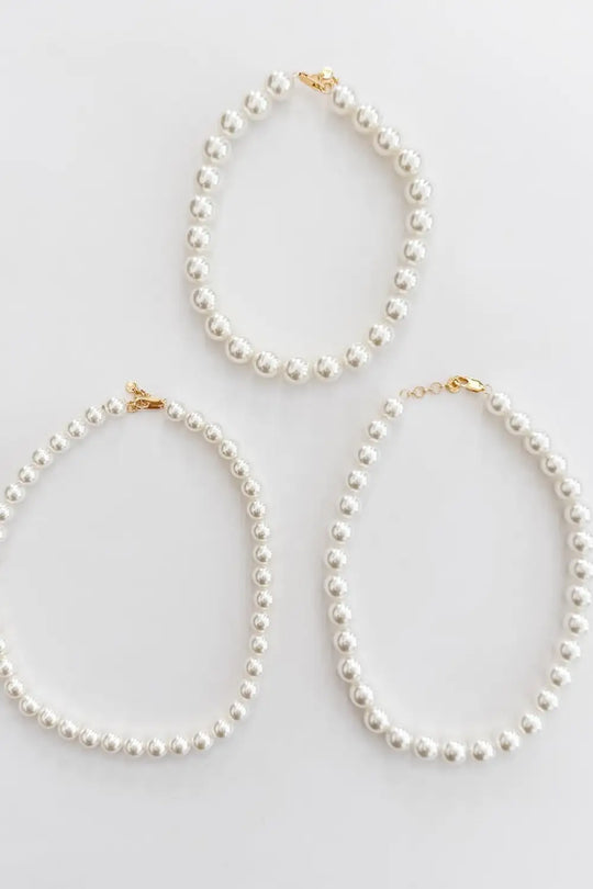 Chunky Three Piece Pearl Necklace - Necklace