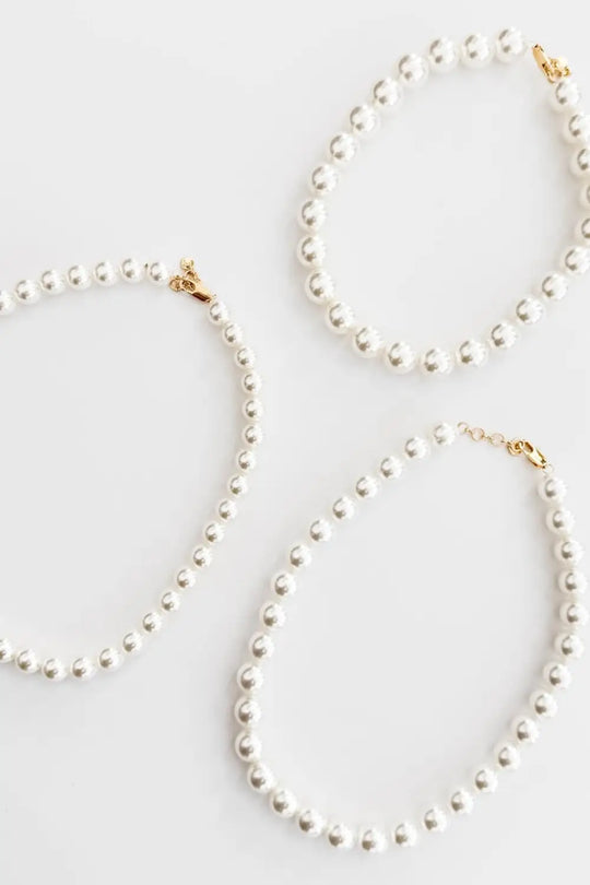 Chunky Three Piece Pearl Necklace - Necklace