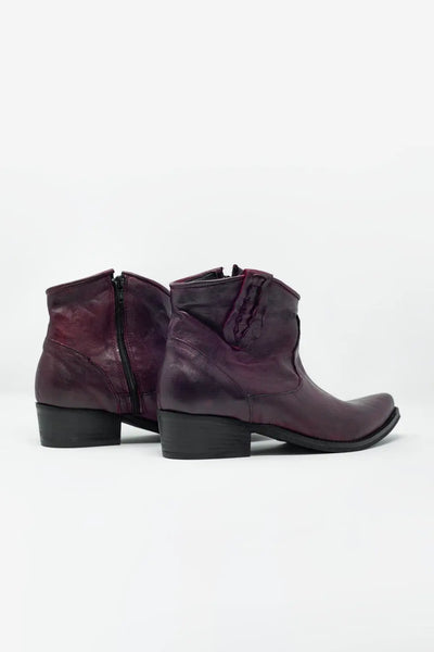 Western sock boots in maroon with detail on the side - Shoes
