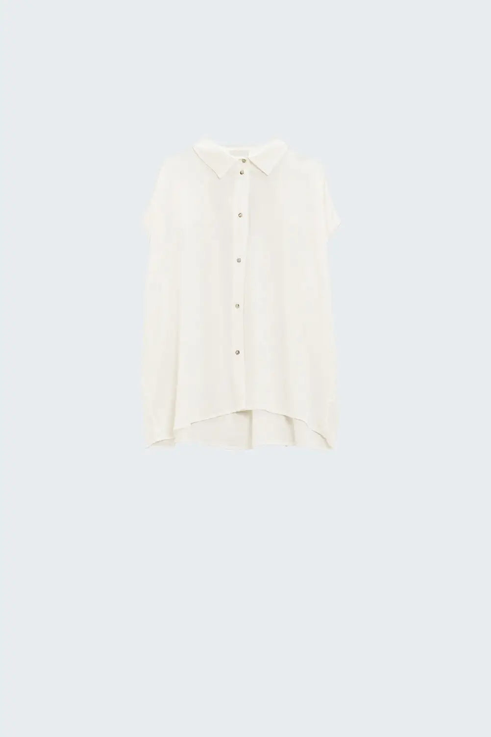 White Button Up Blouse With Polo Collar - Shirts