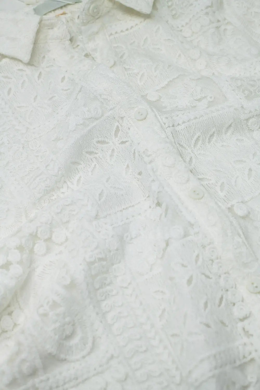 white buttoned crochet dress - Dresses