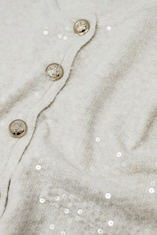 white chunky knitted cardigan with sequins - One Size / White - Sweaters