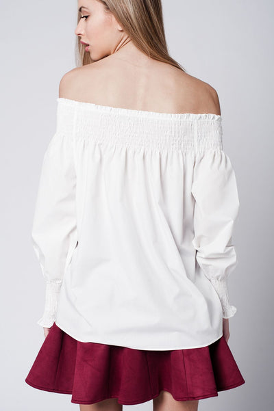 White cold Poplin shoulder top