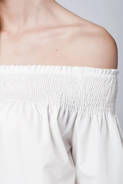 White cold Poplin shoulder top - Shirts