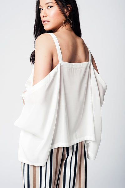 White cold shoulders top