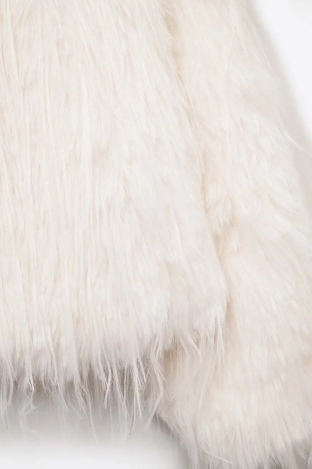 White Collarless Faux Fur Jacket - One Size / White - Coats and Jackets