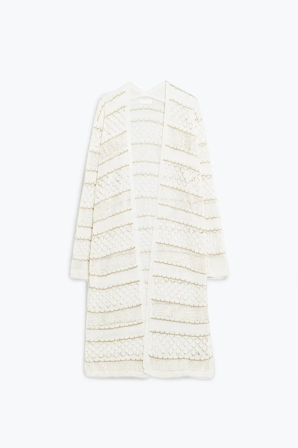 White Crochet Maxi Cardigan With Long Sleeves - One Size / White - Sweaters