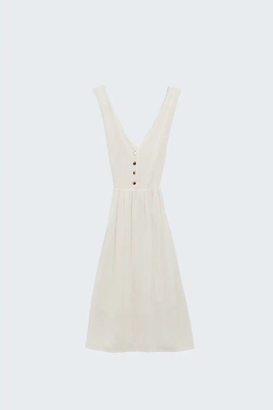 White dress with button detail - Dresses