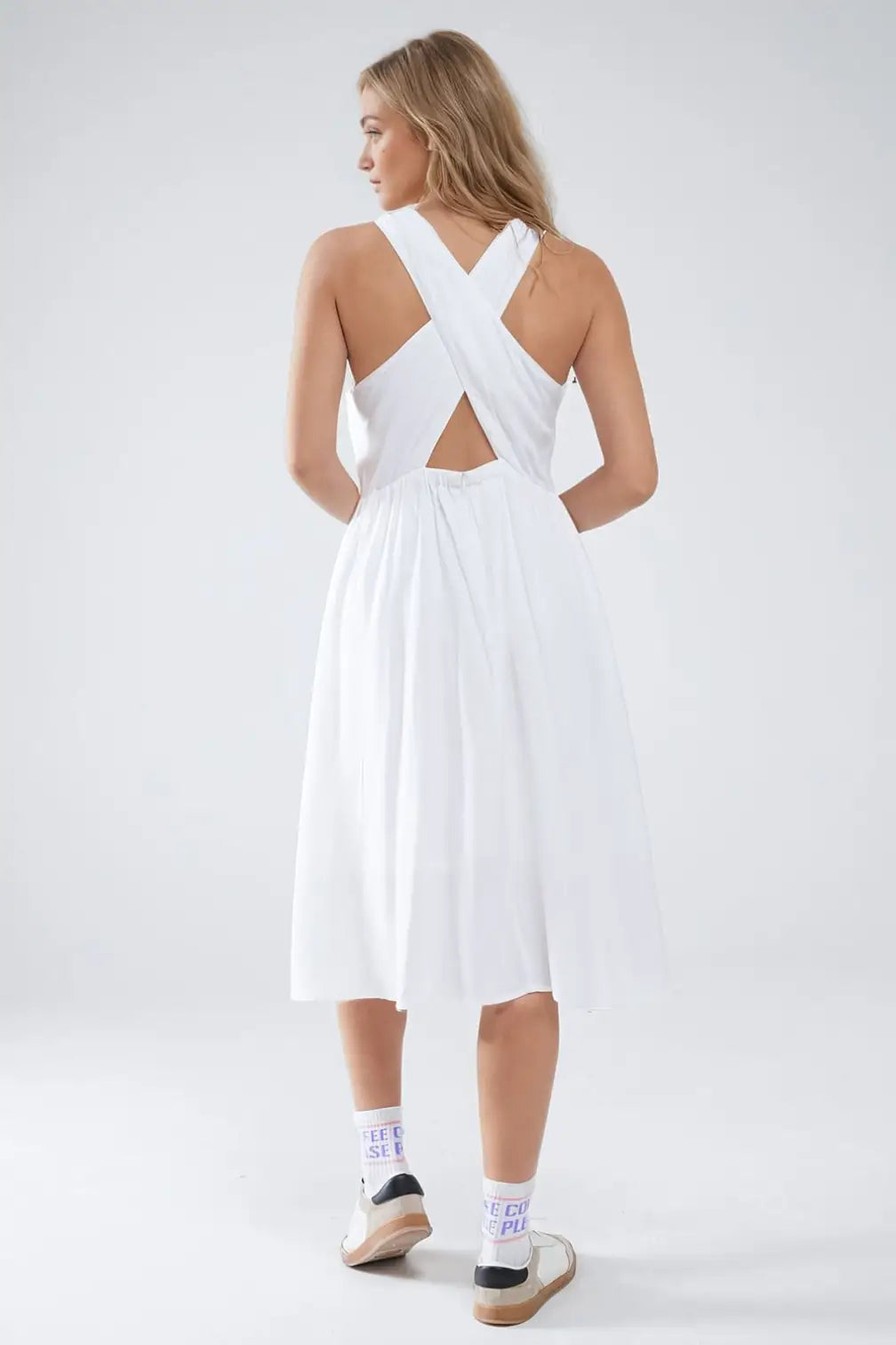 White dress with button detail - Dresses