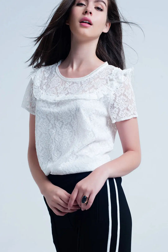 White embroidered top - Shirts