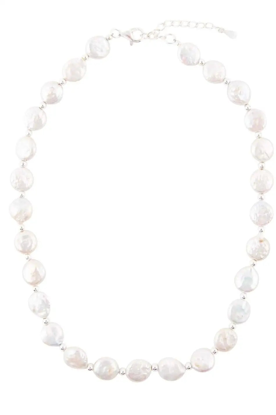 White Fresh Water Pearl Sterling Silver Necklace - Necklaces