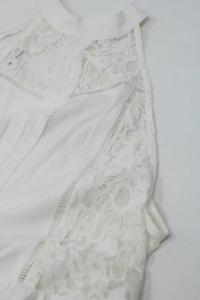White halter top with lace and flared design - Shirts