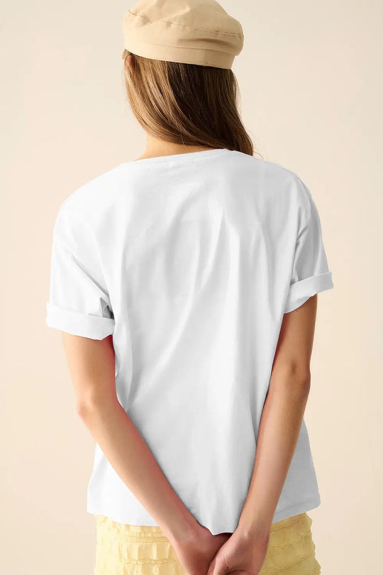 White Italy Dolce Vita T-shirt With Lemon Graphic Print - One Size / White - Tops