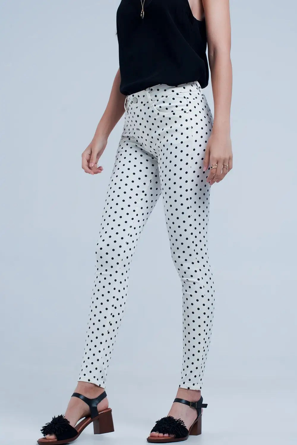 White jeans in polka dots - Jeans