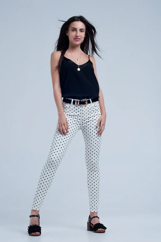 White jeans in polka dots - Jeans