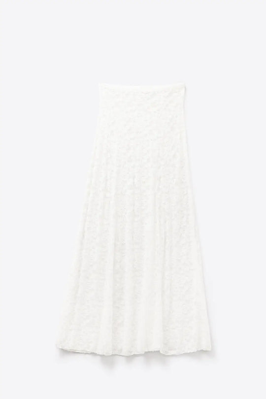 Q2 White Lace maxi Skirt With Floral design
