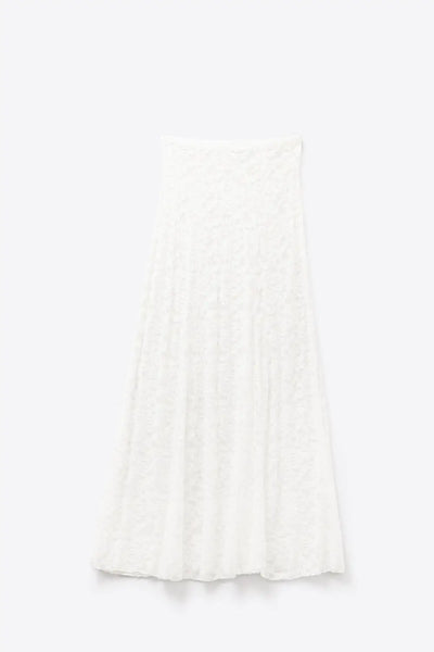 Q2 White Lace maxi Skirt With Floral design
