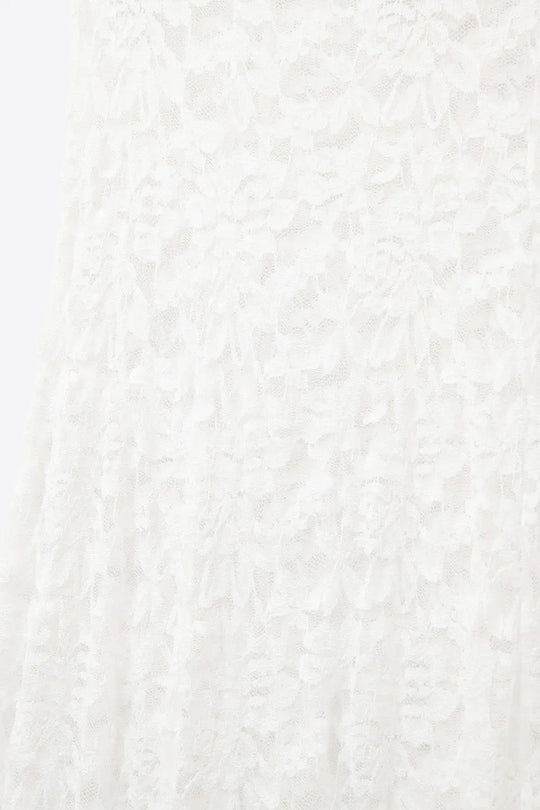 White Lace maxi Skirt With Floral design - Skirts