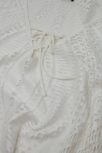 White lace top with fringed hem - Shirts