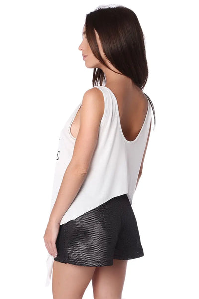 White logo tank top with center split - Shirts