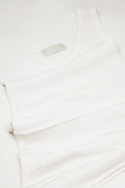 White Maxi Crochet Sleeveless Knitted Dress - One Size / Beige - Dresses