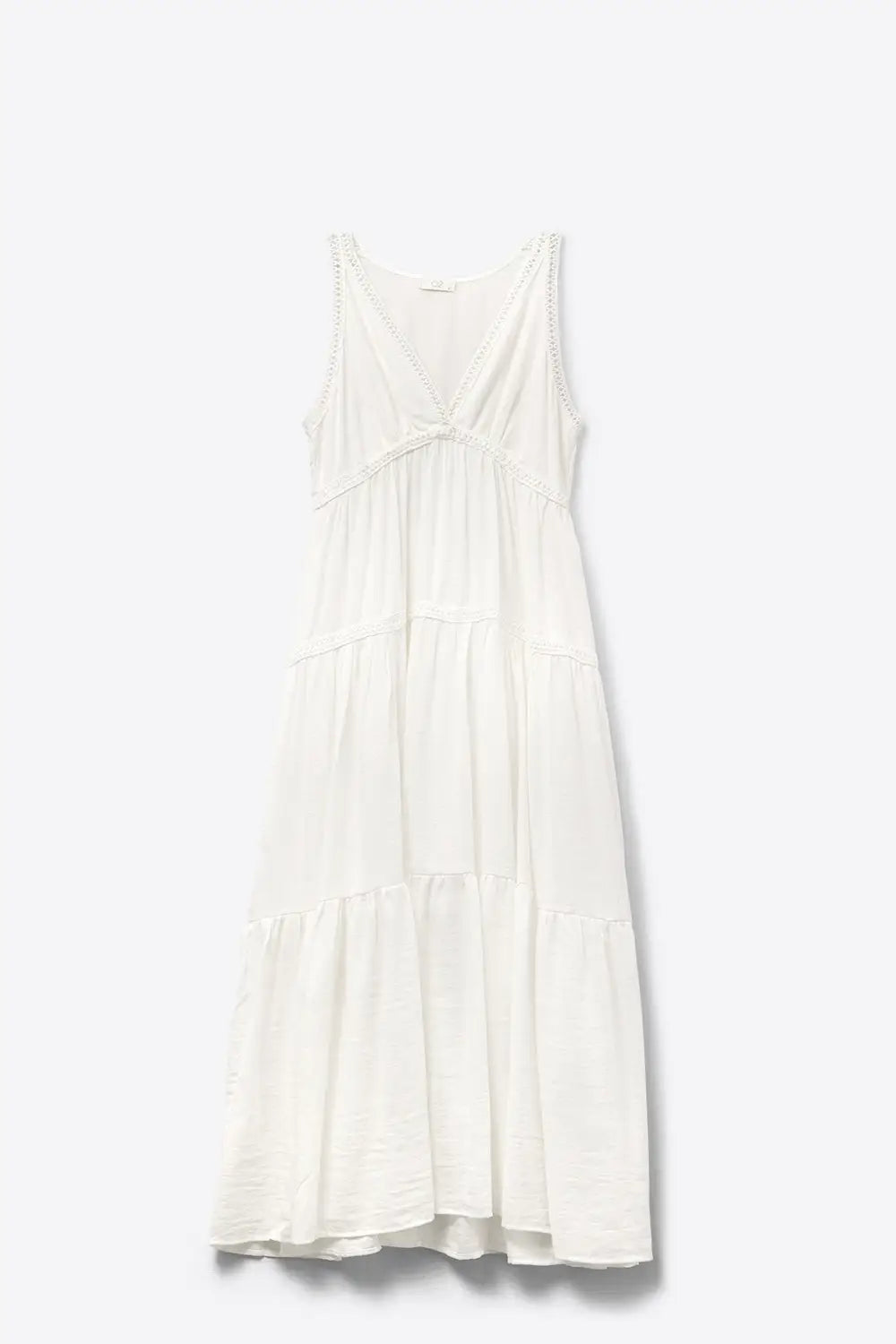 White Maxi Dress With Lace Details and boho style - Dresses