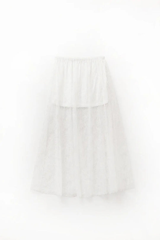 White maxi lace skirt with sequin detail - Skirts