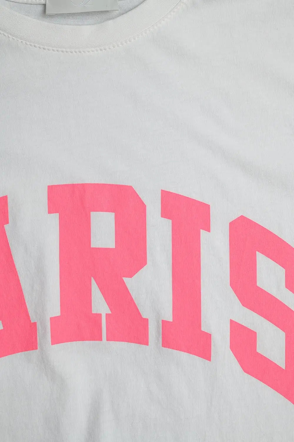White Paris Relaxed T-shirt with Pink Letters - One Size / White - Tops