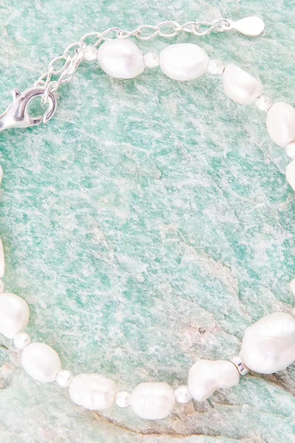 White Pearl Beaded Sterling Silver Bracelet - Bracelets