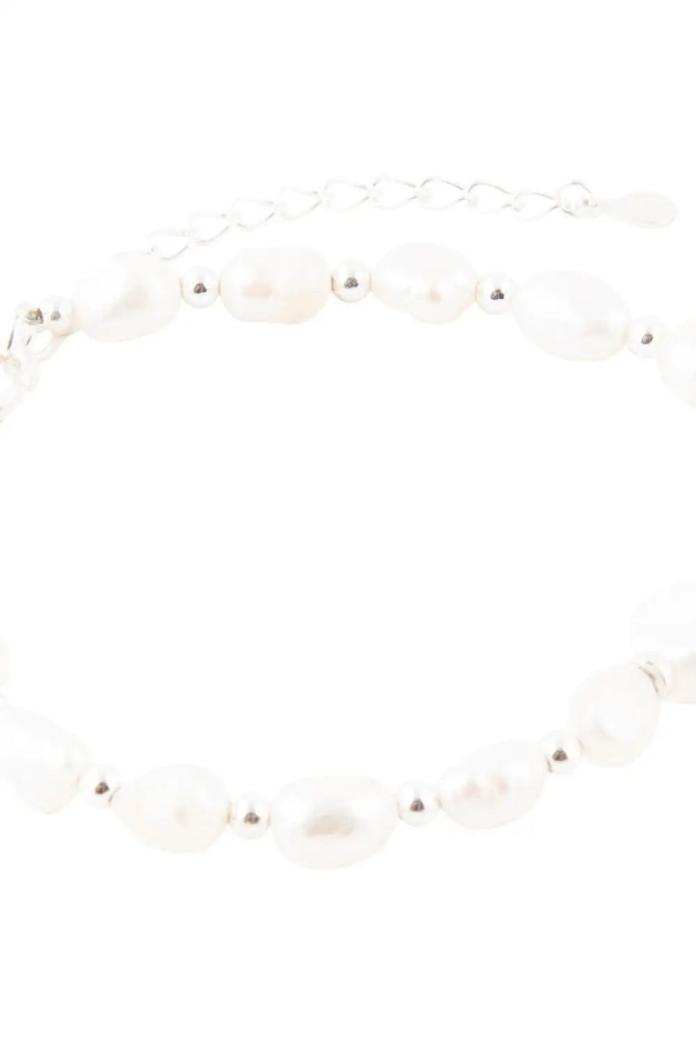 White Pearl Beaded Sterling Silver Bracelet - Bracelets